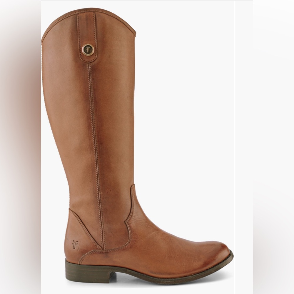 Frye Marissa Medallion Inside Zip Tall Cognac Leather Boots